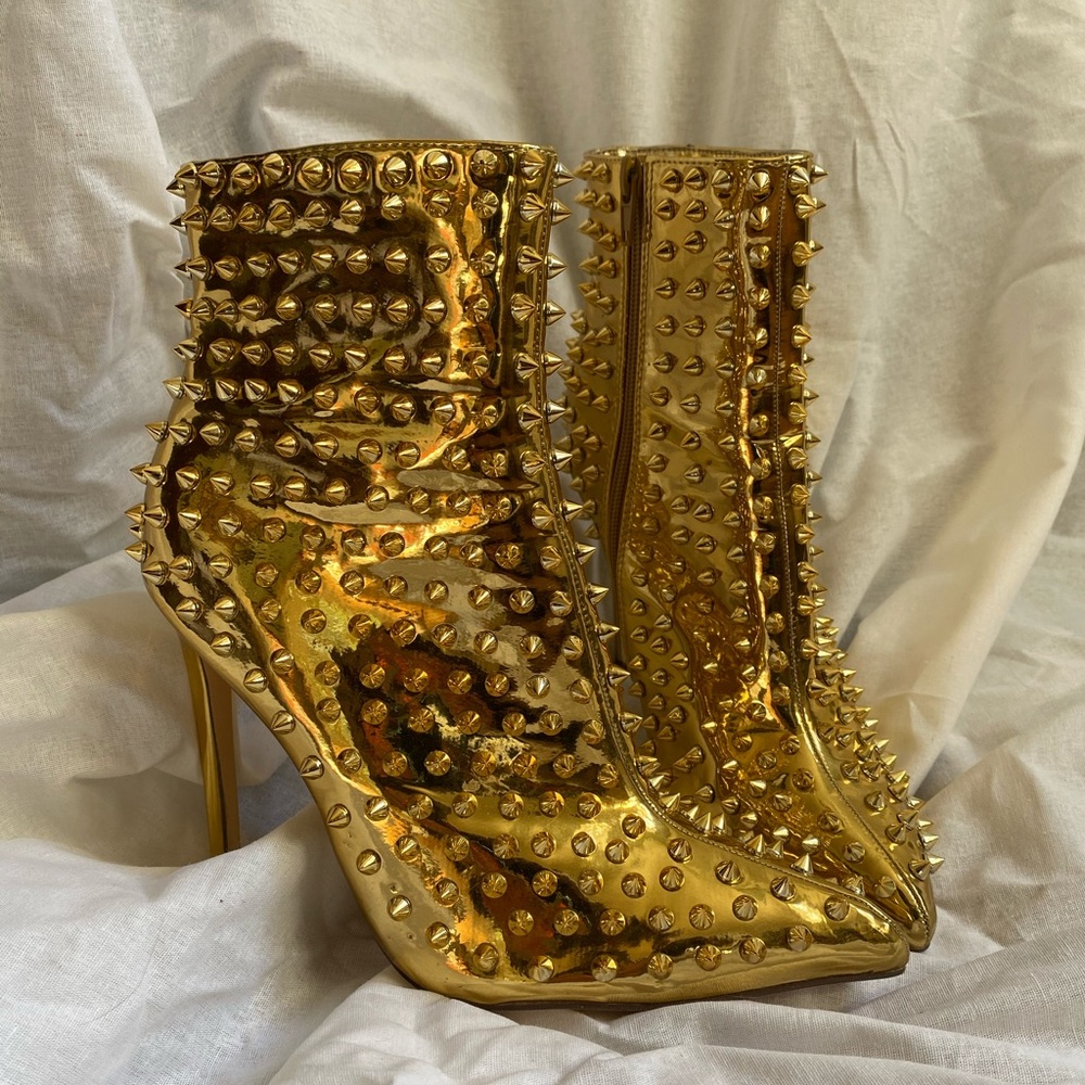 Gold Studded Vegan Leather Booties